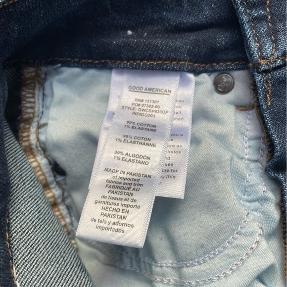 NWT Good American Good Waist Jeans Dark Wash Distressed Back Pockets Size 24 NEW - Picture 11 of 13